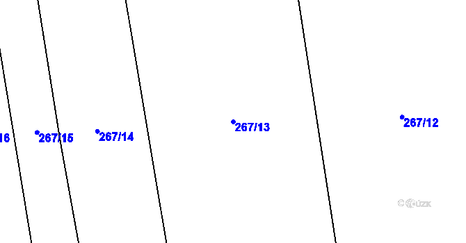 Parcela st. 267/13 v KÚ Hrabačov, Katastrální mapa