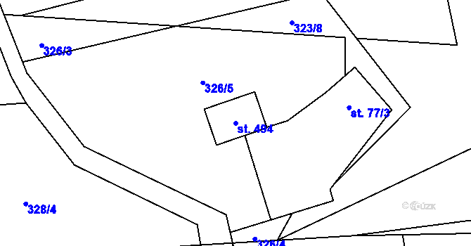 Parcela st. 494 v KÚ Hrabačov, Katastrální mapa