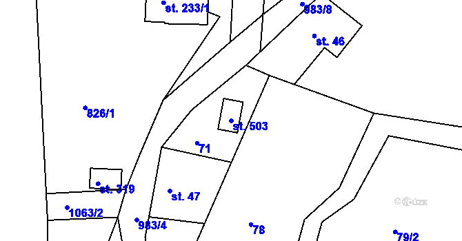 Parcela st. 503 v KÚ Hrabačov, Katastrální mapa