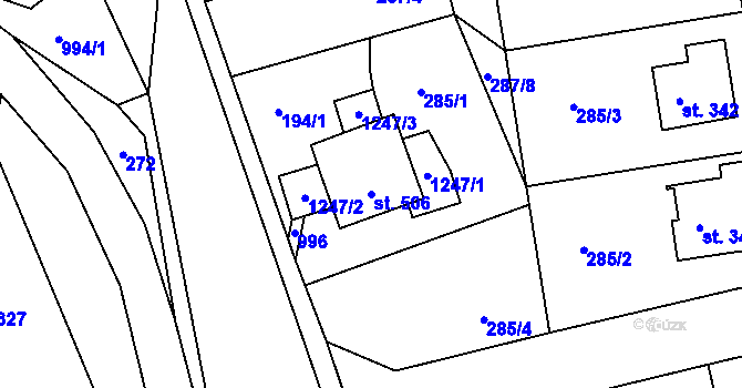 Parcela st. 506 v KÚ Hrabačov, Katastrální mapa