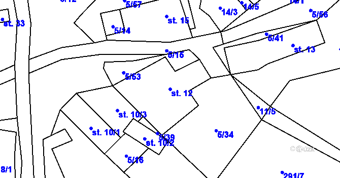 Parcela st. 12 v KÚ Jilemník, Katastrální mapa