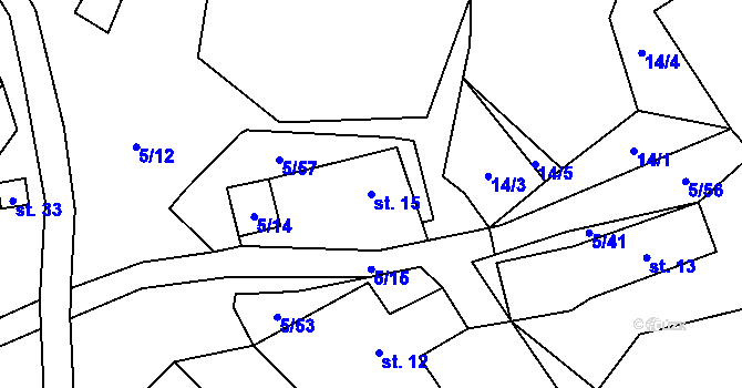 Parcela st. 15 v KÚ Jilemník, Katastrální mapa
