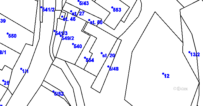 Parcela st. 20 v KÚ Jilemník, Katastrální mapa