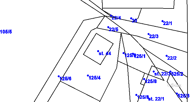 Parcela st. 44 v KÚ Jilemník, Katastrální mapa