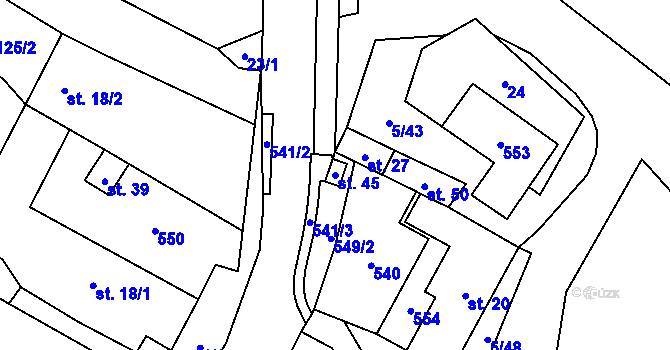 Parcela st. 45 v KÚ Jilemník, Katastrální mapa
