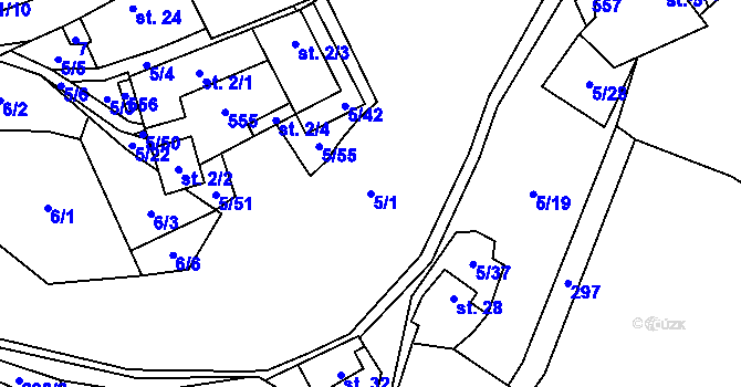 Parcela st. 5/1 v KÚ Jilemník, Katastrální mapa