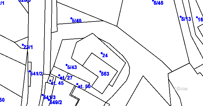 Parcela st. 24 v KÚ Jilemník, Katastrální mapa