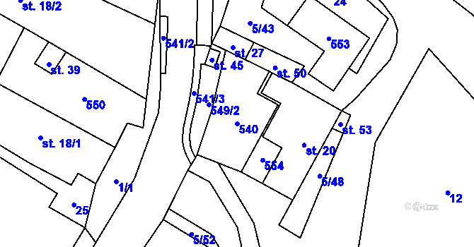 Parcela st. 540 v KÚ Jilemník, Katastrální mapa