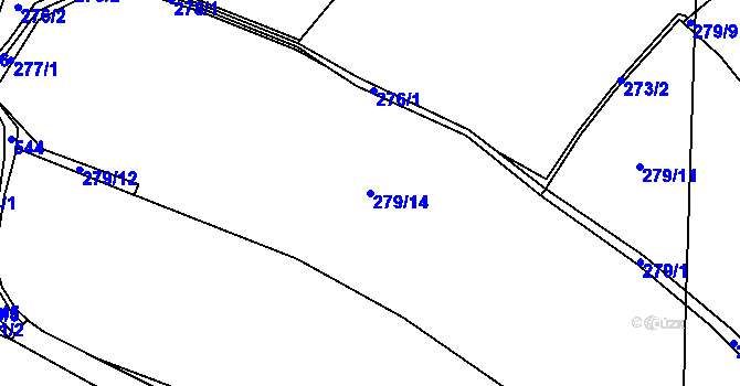 Parcela st. 279/14 v KÚ Jilemník, Katastrální mapa