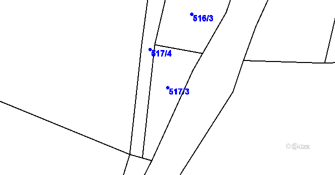 Parcela st. 517/3 v KÚ Jilemník, Katastrální mapa