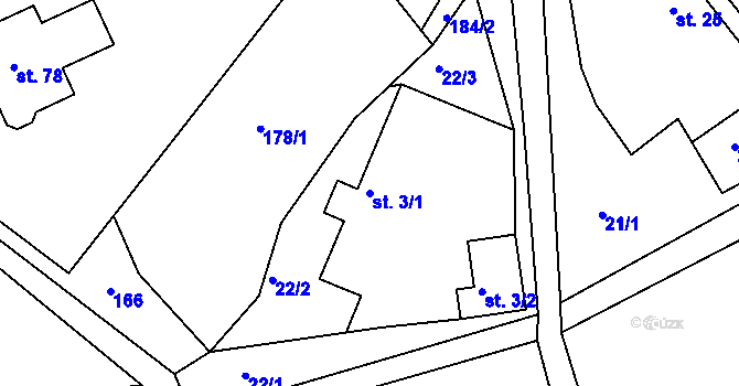 Parcela st. 3/1 v KÚ Ždírec u Pohledu, Katastrální mapa