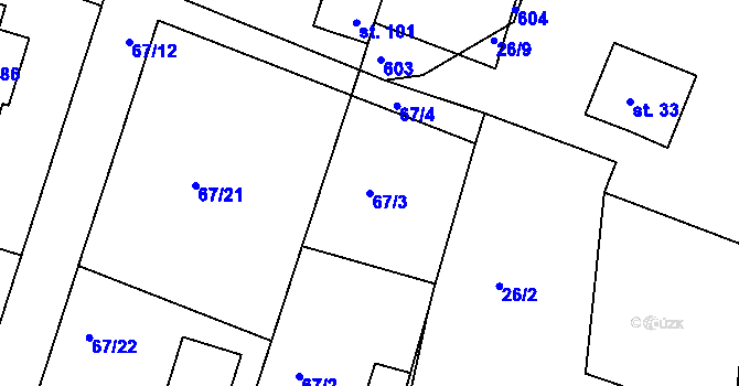 Parcela st. 67/3 v KÚ Ždírec u Pohledu, Katastrální mapa