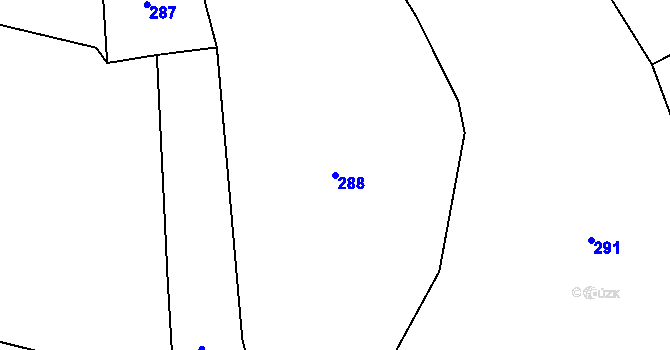 Parcela st. 288 v KÚ Ždírec u Pohledu, Katastrální mapa
