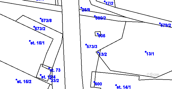 Parcela st. 573/3 v KÚ Ždírec u Pohledu, Katastrální mapa