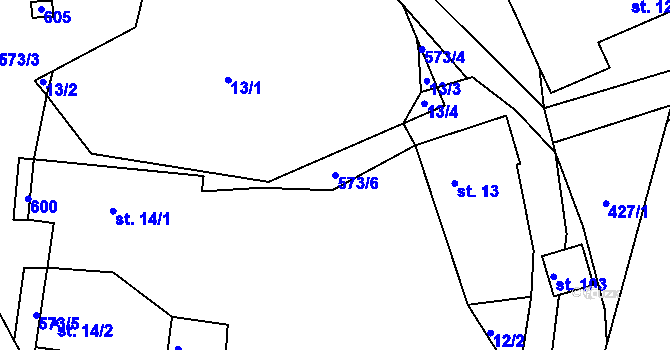 Parcela st. 573/6 v KÚ Ždírec u Pohledu, Katastrální mapa