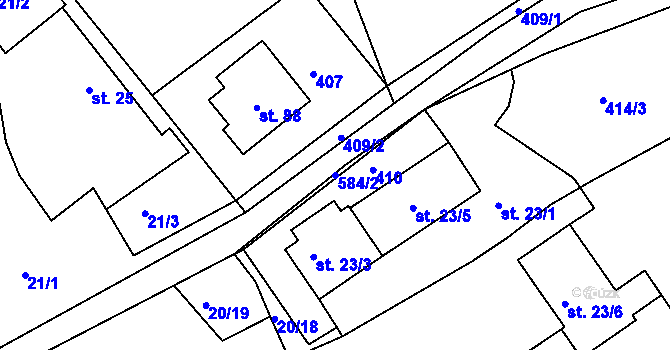 Parcela st. 584/2 v KÚ Ždírec u Pohledu, Katastrální mapa