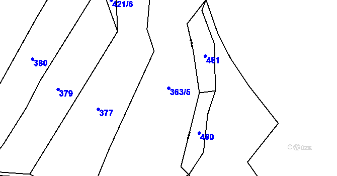 Parcela st. 363/5 v KÚ Ždírec u Pohledu, Katastrální mapa