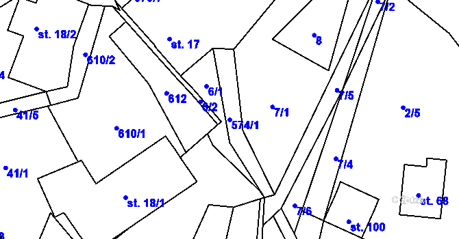 Parcela st. 574/1 v KÚ Ždírec u Pohledu, Katastrální mapa