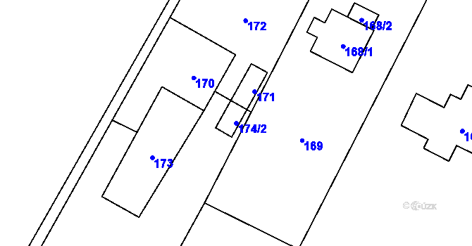 Parcela st. 174/2 v KÚ Jilešovice, Katastrální mapa