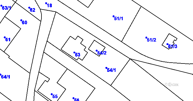 Parcela st. 54/2 v KÚ Jilešovice, Katastrální mapa