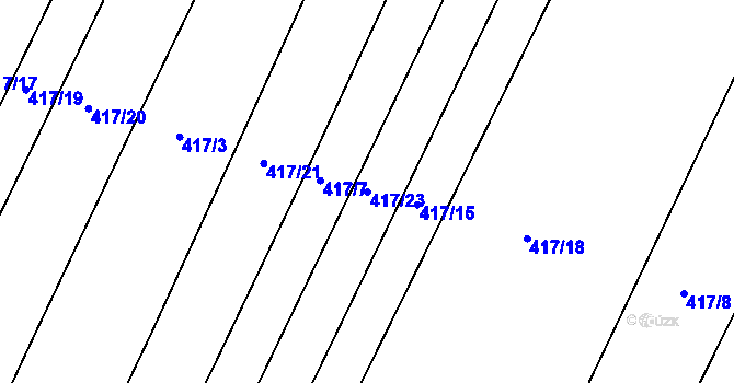 Parcela st. 417/23 v KÚ Jilešovice, Katastrální mapa