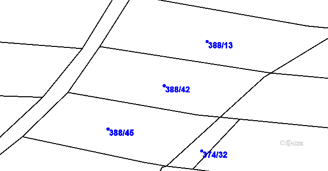 Parcela st. 388/42 v KÚ Jilešovice, Katastrální mapa