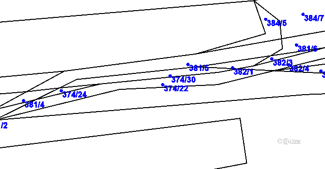 Parcela st. 374/22 v KÚ Jilešovice, Katastrální mapa