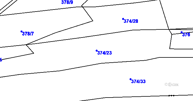 Parcela st. 374/23 v KÚ Jilešovice, Katastrální mapa