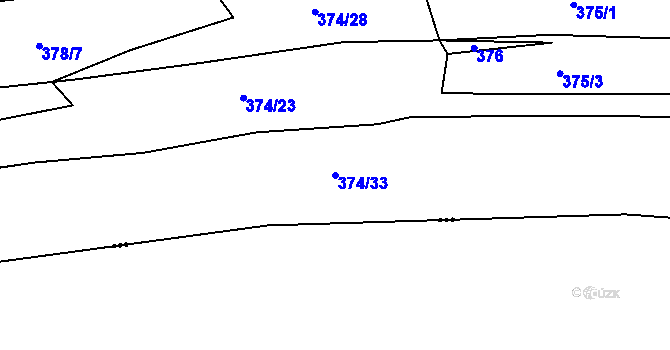 Parcela st. 374/33 v KÚ Jilešovice, Katastrální mapa