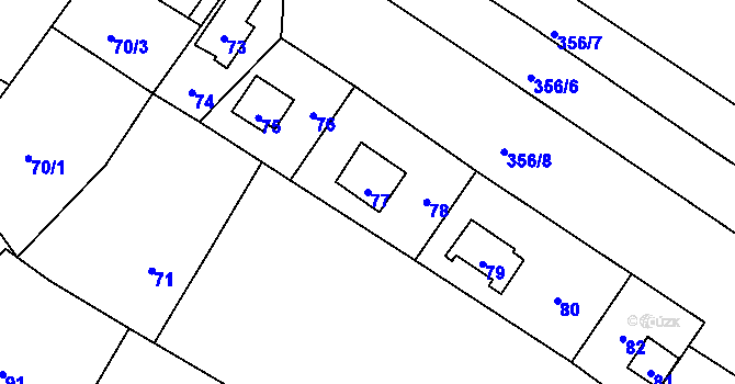 Parcela st. 77 v KÚ Jilešovice, Katastrální mapa