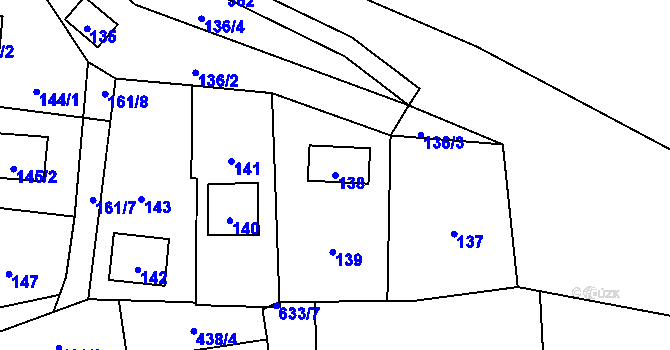 Parcela st. 138 v KÚ Jilešovice, Katastrální mapa