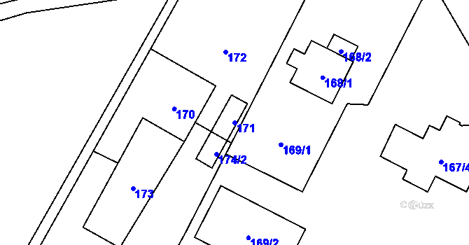Parcela st. 171 v KÚ Jilešovice, Katastrální mapa