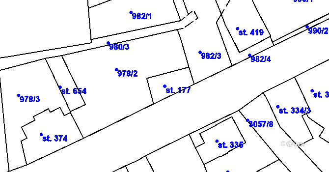 Parcela st. 177 v KÚ Jílové u Děčína, Katastrální mapa