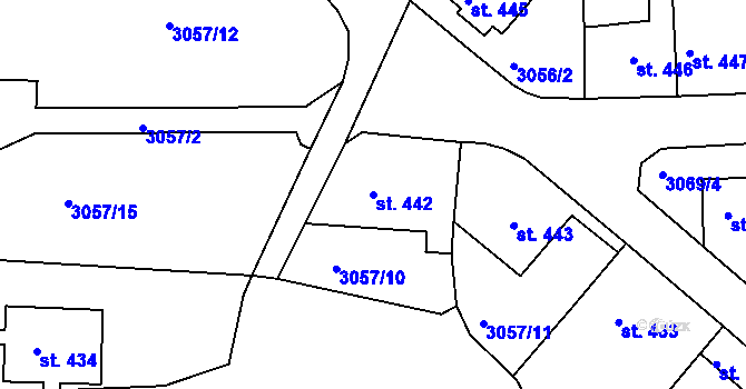 Parcela st. 442 v KÚ Jílové u Děčína, Katastrální mapa