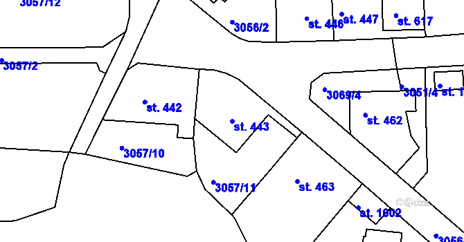 Parcela st. 443 v KÚ Jílové u Děčína, Katastrální mapa