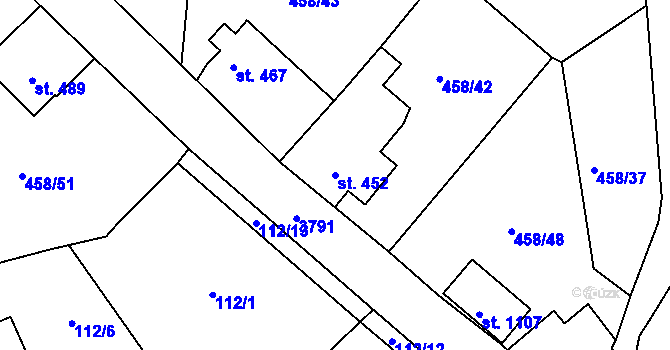 Parcela st. 452 v KÚ Jílové u Děčína, Katastrální mapa