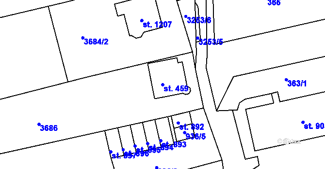 Parcela st. 459 v KÚ Jílové u Děčína, Katastrální mapa