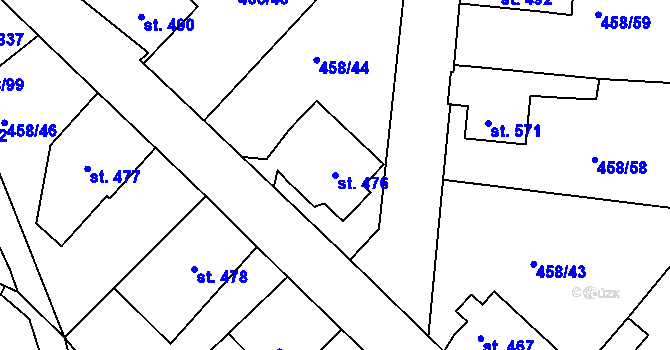 Parcela st. 476 v KÚ Jílové u Děčína, Katastrální mapa