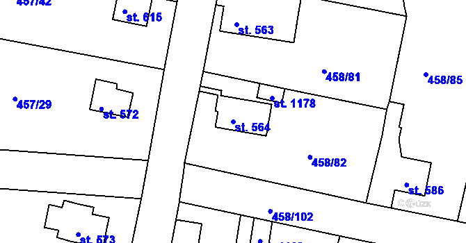 Parcela st. 564 v KÚ Jílové u Děčína, Katastrální mapa