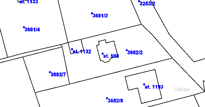 Parcela st. 598 v KÚ Jílové u Děčína, Katastrální mapa
