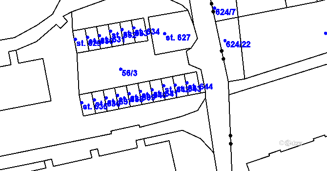 Parcela st. 642 v KÚ Jílové u Děčína, Katastrální mapa