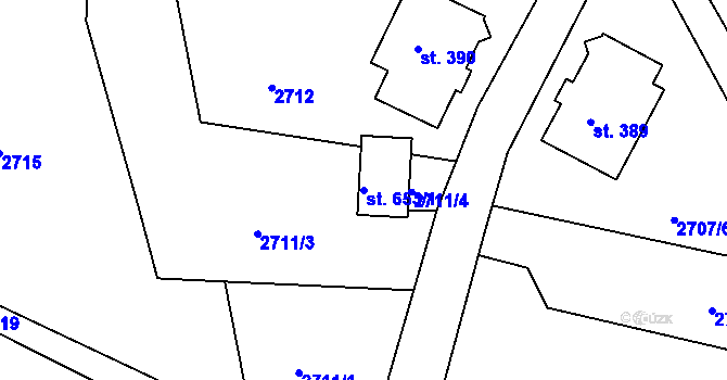 Parcela st. 653/1 v KÚ Jílové u Děčína, Katastrální mapa