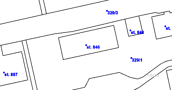 Parcela st. 846 v KÚ Jílové u Děčína, Katastrální mapa
