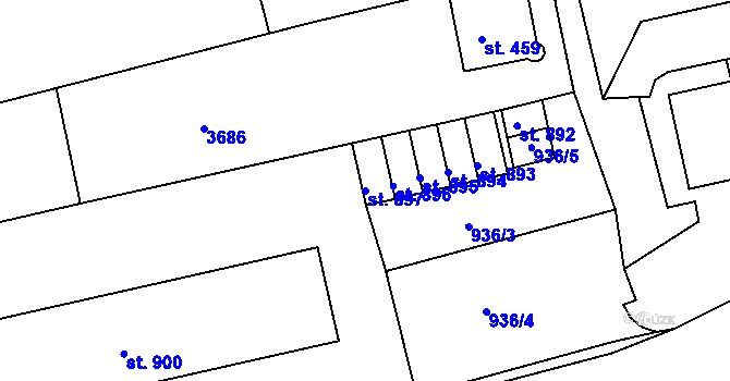 Parcela st. 897 v KÚ Jílové u Děčína, Katastrální mapa