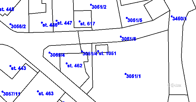 Parcela st. 1051 v KÚ Jílové u Děčína, Katastrální mapa