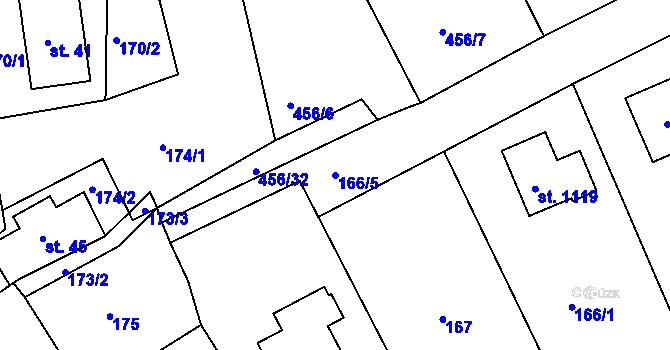 Parcela st. 166/5 v KÚ Jílové u Děčína, Katastrální mapa