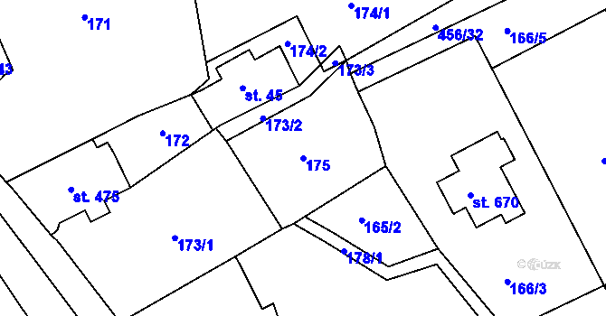 Parcela st. 175 v KÚ Jílové u Děčína, Katastrální mapa