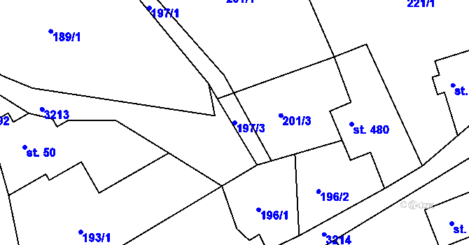 Parcela st. 197/3 v KÚ Jílové u Děčína, Katastrální mapa