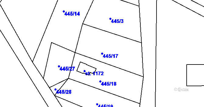 Parcela st. 445/17 v KÚ Jílové u Děčína, Katastrální mapa