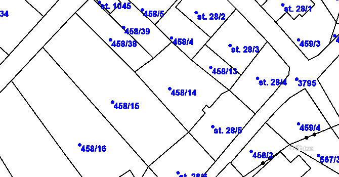 Parcela st. 458/14 v KÚ Jílové u Děčína, Katastrální mapa